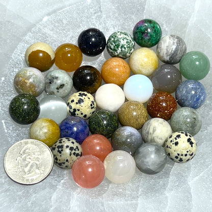 Mixed Crystal Spheres Small Marble Size (15mm) Carving