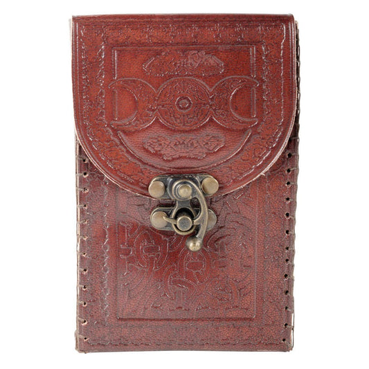 Triple Moon Leather Tarot Card Holder – 3.5 x 5.5 Inches