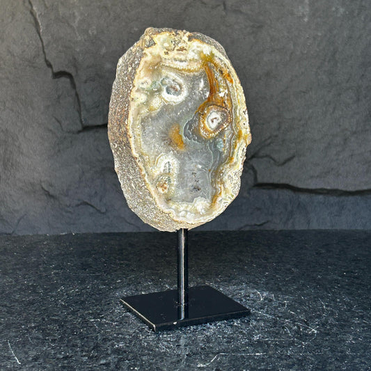Uruguayan Agate & Jasper Slice on Metal Stand – 2.3 lb, 8 Inches