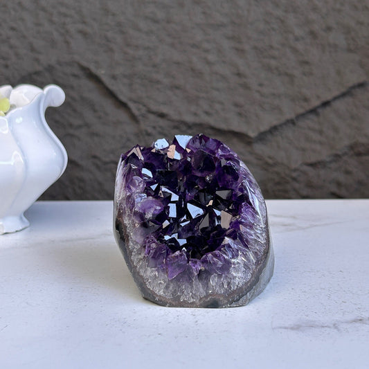 Uruguayan Amethyst Geode with Agate – 1.8 lb, 3.5 Inches