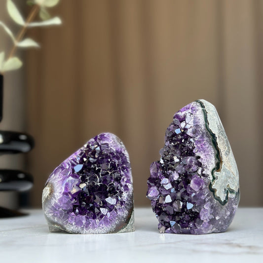 Uruguayan Amethyst Geode Cave Set – 2 Pieces, 2.2 lb