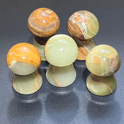 Green Banded Onyx Mushroon Crystal Carving Wholesale