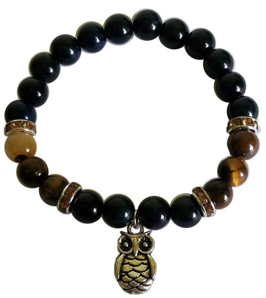 Blue & Yellow Tigers Eye Owl Bracelet