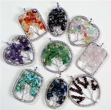 Assorted Gemstone Tree of Life Necklace