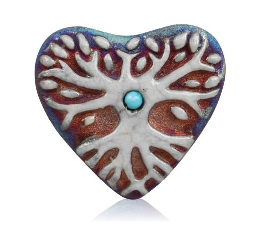 Mini Raku Heart - Tree of Life