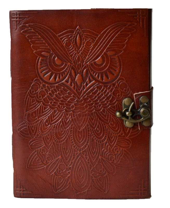 Owl Leather Blank Book with Latch – Blank Book | Mystics Vibe