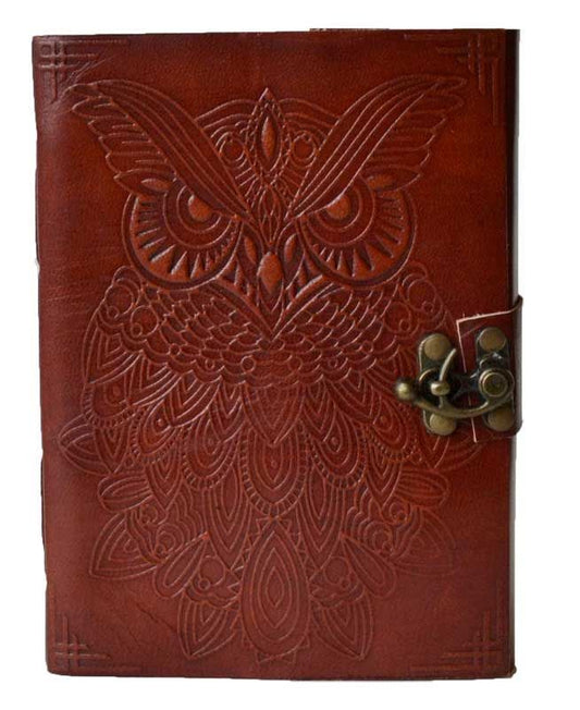 Owl Leather Blank Book with Latch – Blank Book | Mystics Vibe