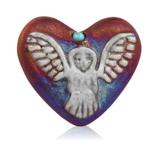 Mini Raku Heart - Owl