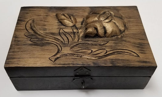 Golden Rose Antique Wood Box
