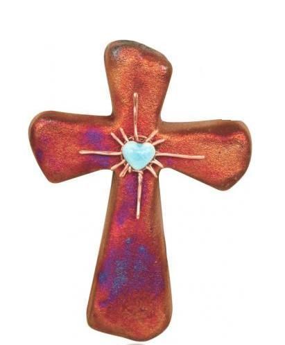 Raku Cross w/Heart Star Magnet