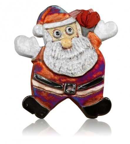 Raku Santa Ornament