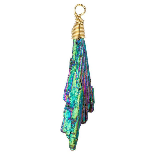 Rainbow Aura Kyanite Gold Necklace