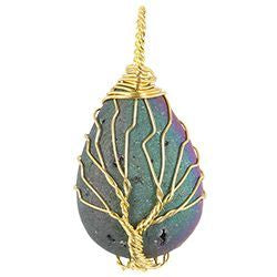 Aura Druzy Teardrop Gold Necklace