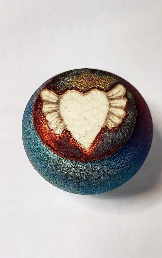 Mini Raku DC Jar Wing Heart