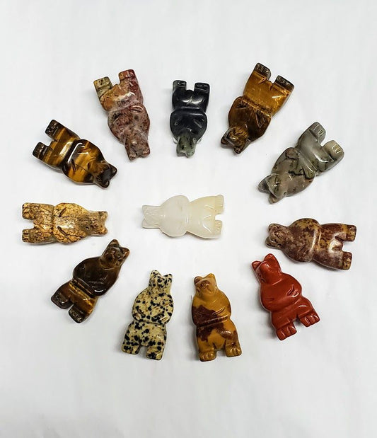 Assorted Gemstone Bear Bead