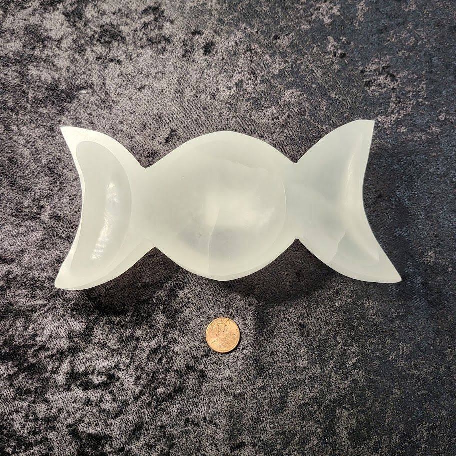 Selenite Bowl - Triple Moon