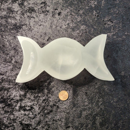 Selenite Bowl - Triple Moon