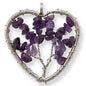 Assorted Gemstone Heart Tree of Life Silver Necklace