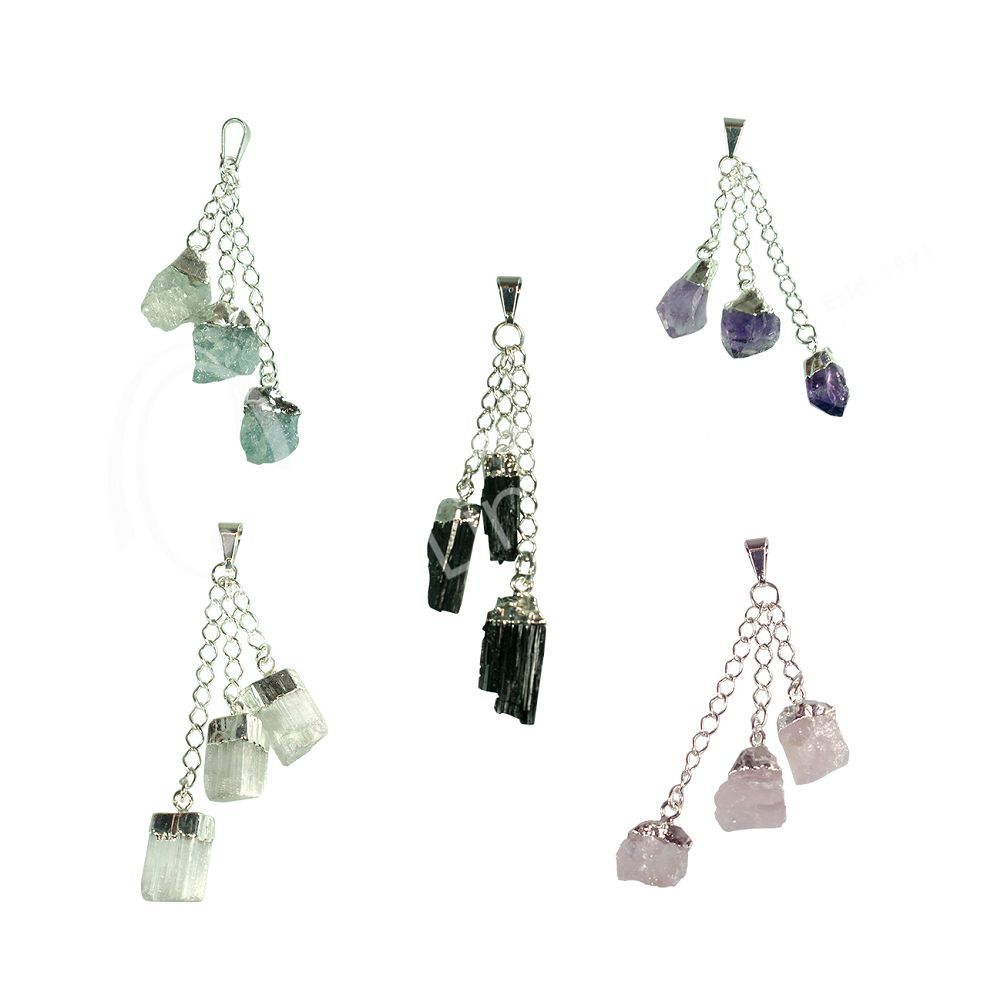 Triple Drop Gemstone - Assorted Necklace