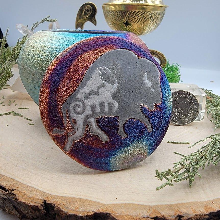 Large Raku DC Jar Spirit Bison