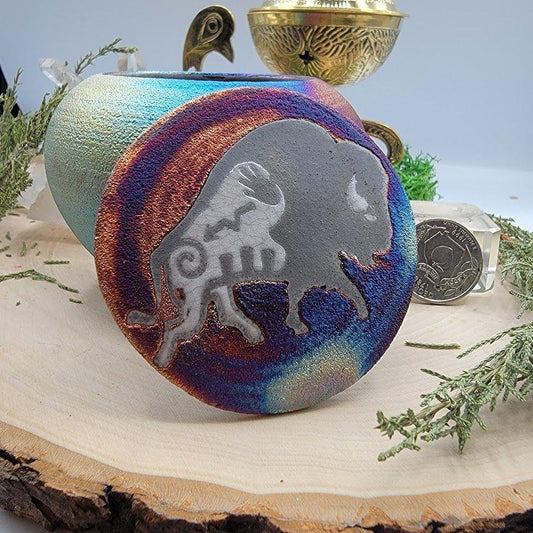 Large Raku DC Jar Spirit Bison