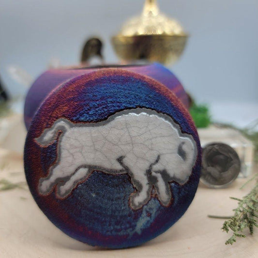 Large Raku DC Jar Bison