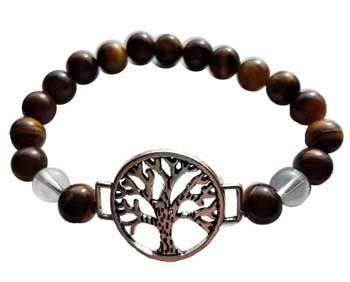 Tiger Eye & Quartz Tree Of Life Bracelet