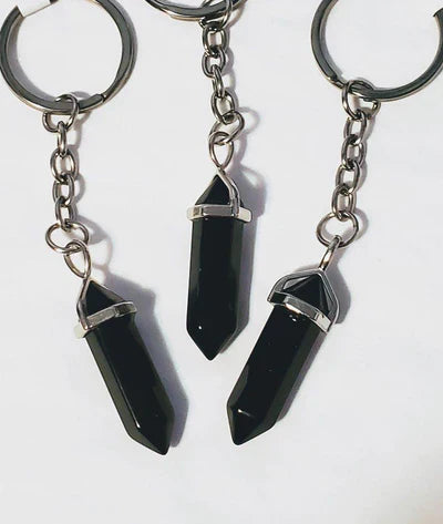 Gemstone Point Plated Keychain