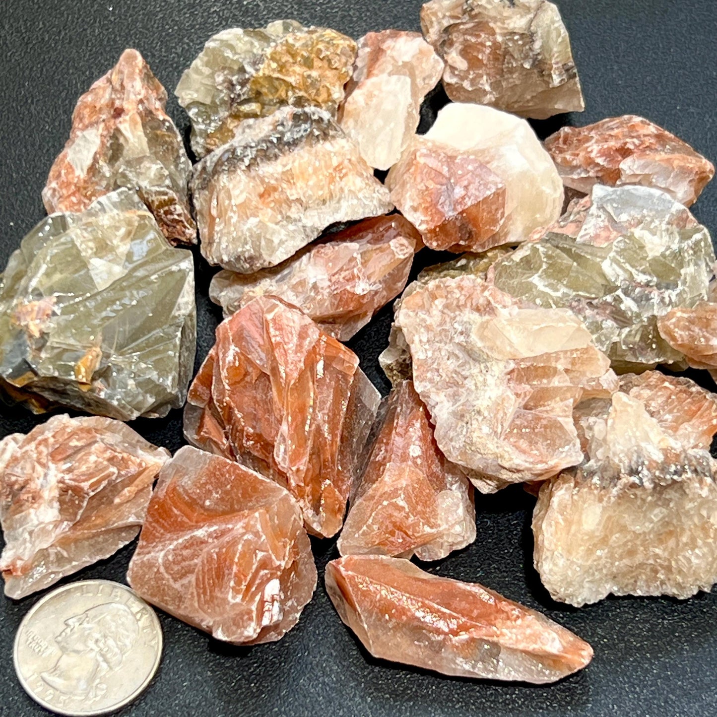 Mixed Color Red Green Calcite Crystal Rough Raw Stones (By The Piece or Pound) Wholesale