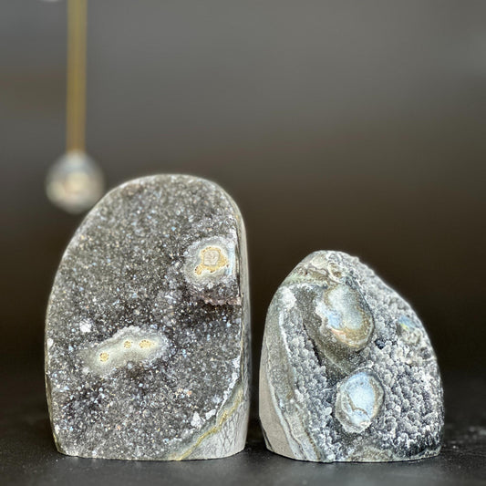Uruguayan Sugar Amethyst Stalactite Eye Set – 2 Pieces, 3.7 lb