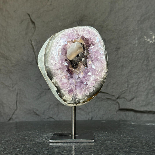 Uruguayan Amethyst Geode with Microcrystals on Stand – 2 lb, 8 Inches