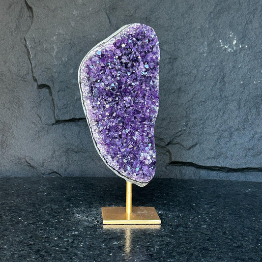 Uruguayan Amethyst & Agate Crystal on Metal Stand – 3.6 lb, 10 Inches