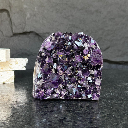 Uruguayan Amethyst Cave Geode with Agate – 3.2 lb, 4 Inches