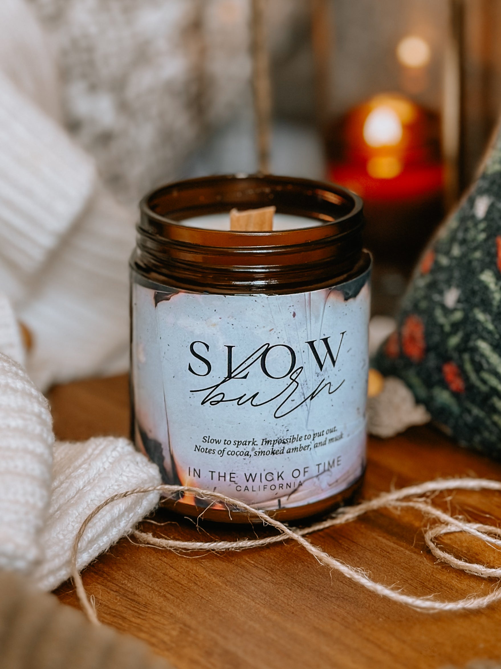 Slow Burn Aromatherapy Candle With Amber And Cocoa Notes