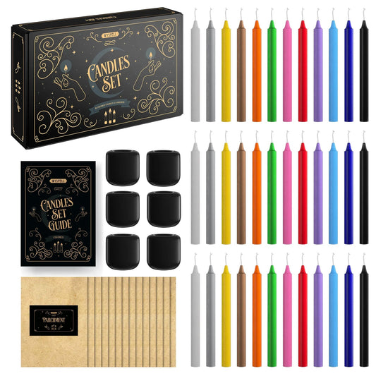 Candle Kit 36 Colored Candles for Ritual Healing | Mystics Vibe