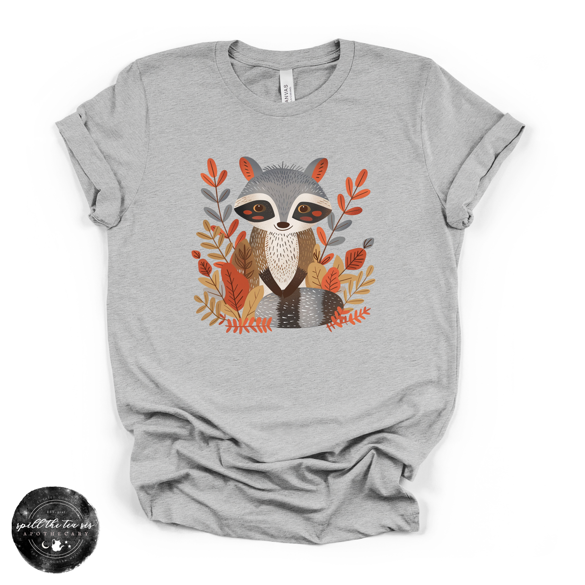 Fall Cartoon Raccoon Tee | Cute Autumn Trash Panda Graphic T-Shirt – alternate product image