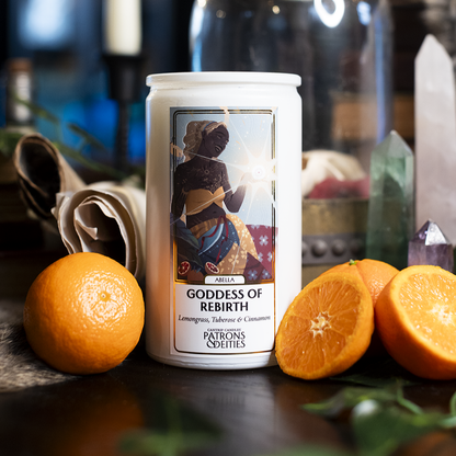 Cantrip Candles Abella, Goddess of Rebirth – 16 Oz Candle with Lemongrass, Tuberose & Cinnamon