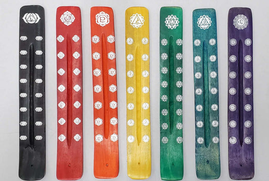 Healing Chakra Painted Wood Incense Burner | Mystics Vibe