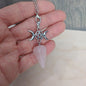 Mystical Healing Rose Quartz Triple Moon Gemstone Pendulum