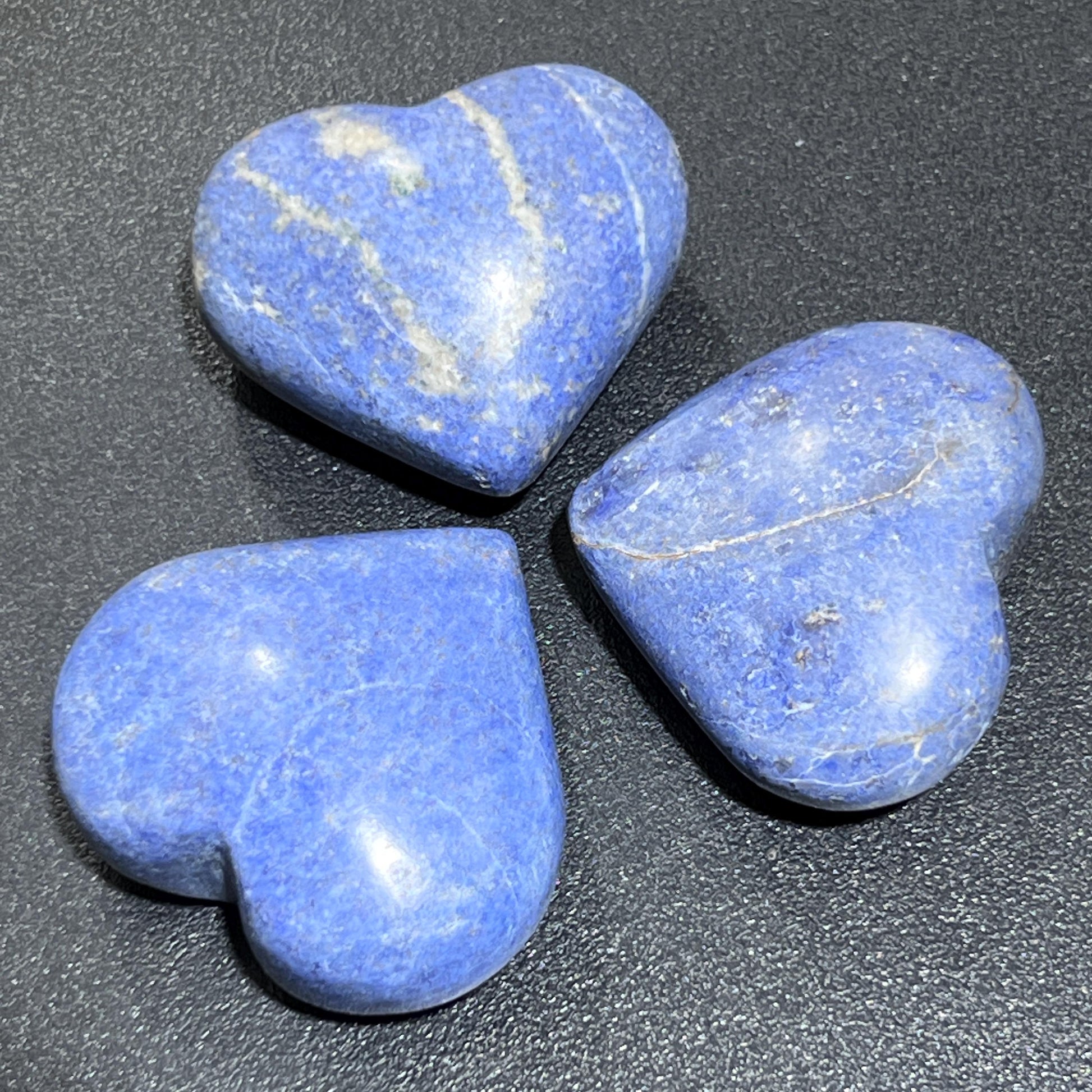 Dumortierite (Blue Moon Quartz) Puffy Heart Polished Crystal Carving
