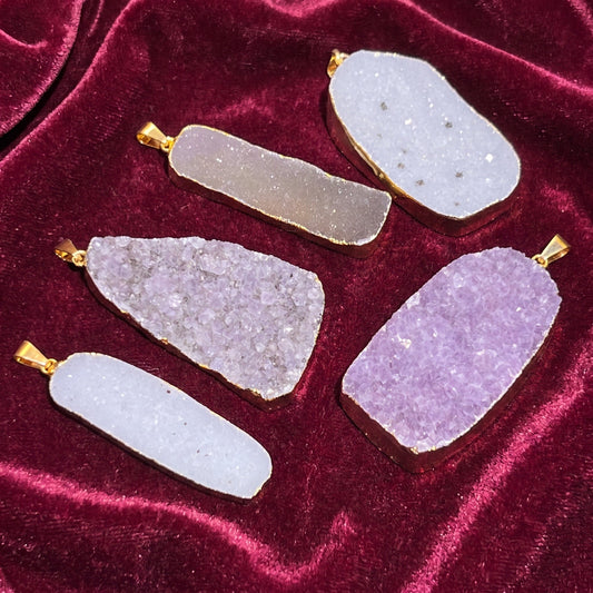 Large Druzy Crystal Statement Pendants (Gold Plated) Wholesale
