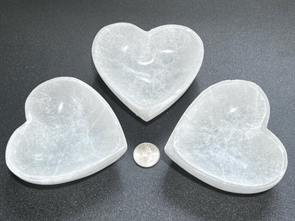 Selenite Crystal Heart Bowl (4 Inch) Carving Gemstone Decor Supply