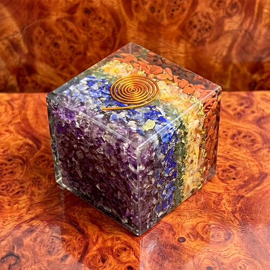2" 7-Stone Chakra Orgone Resin Cube