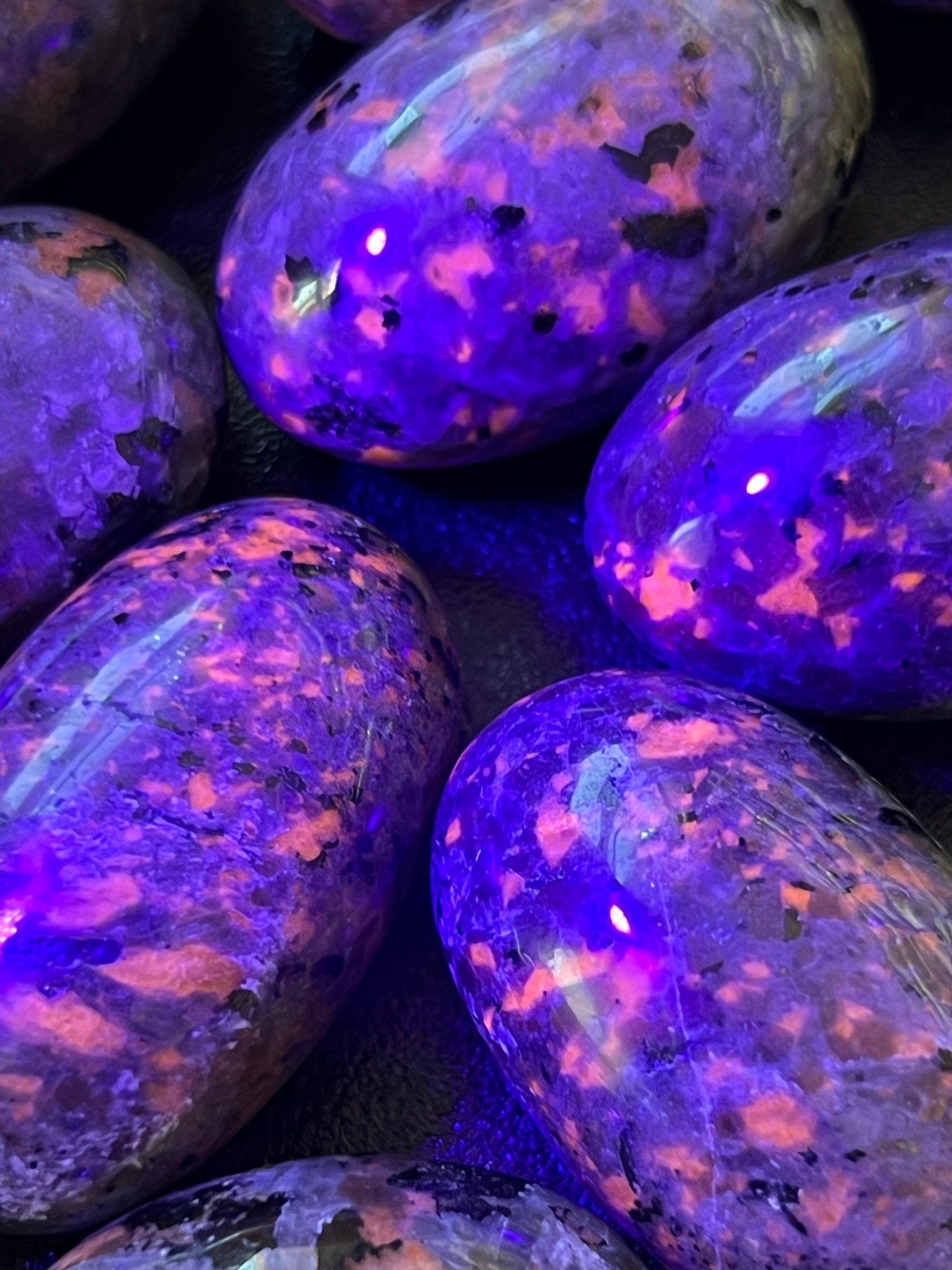Syenite Tumbled Stones (UV Reactive)(By The Piece or Pound) Wholesale