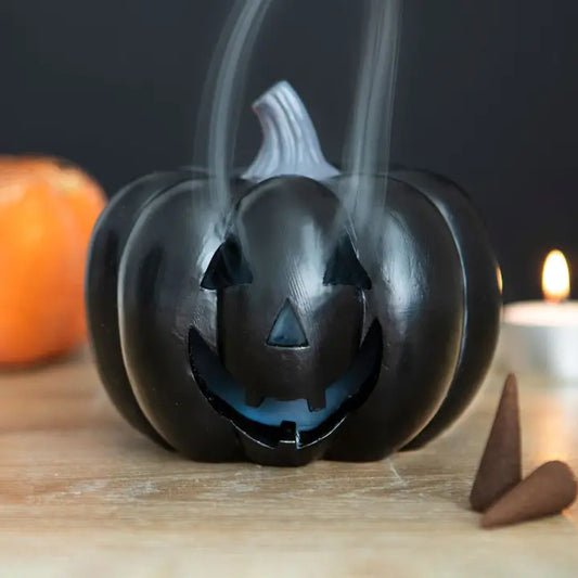 Black Pumpkin Halloween Incense Cone Holder by MysticsVibe