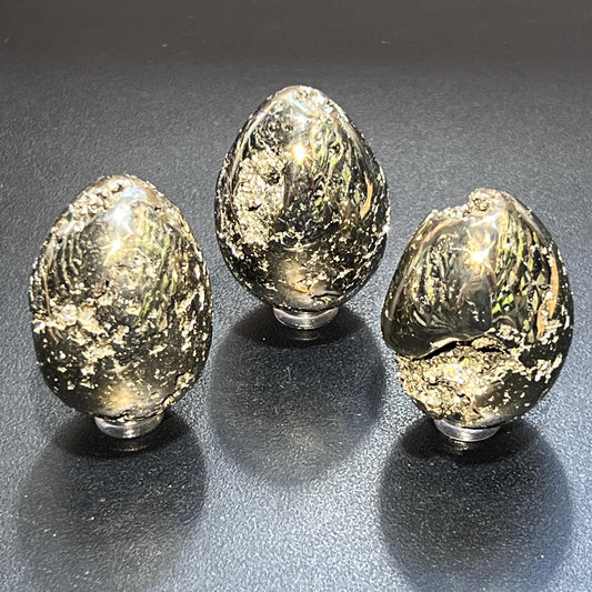 Iron Pyrite Druzy Crystal Egg Polished Gemstone Carvings Decor Supply