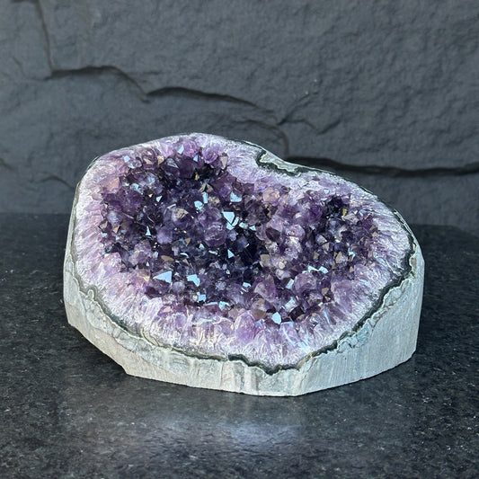 Uruguayan Amethyst Geode Cave on Metal Stand – 7.6 lb, 7 Inches