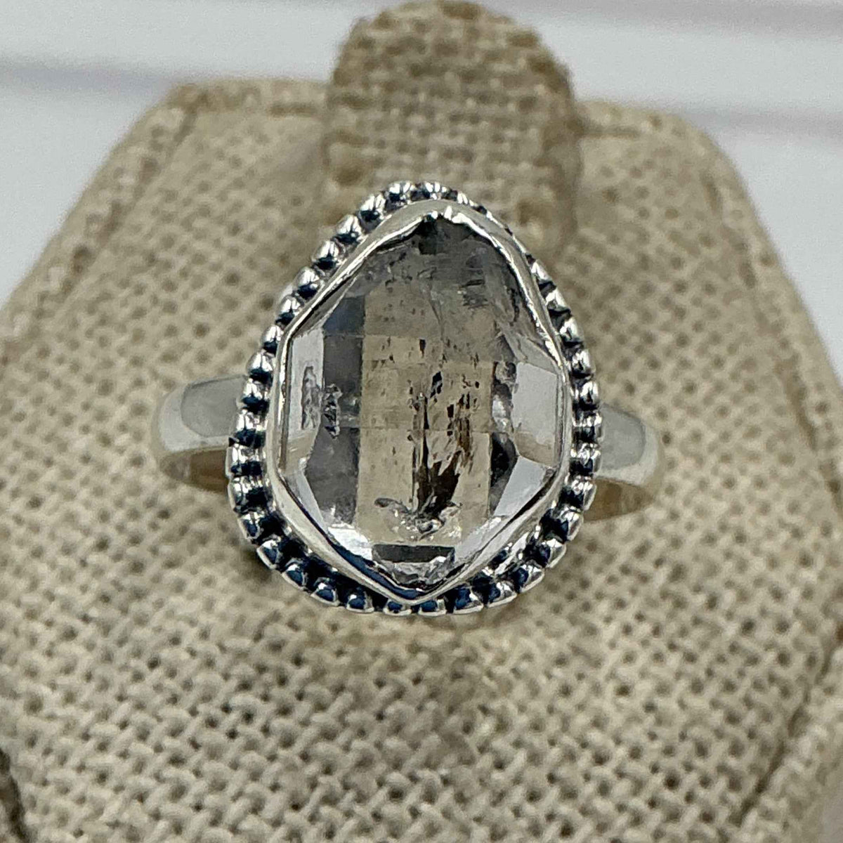 Sterling Silver Bezel-Set Herkimer Diamond Ring – Size 6