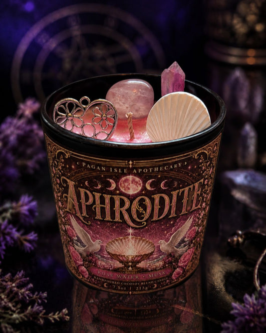 Aphrodite Crystal Candle | Beauty & Love Spell Candle