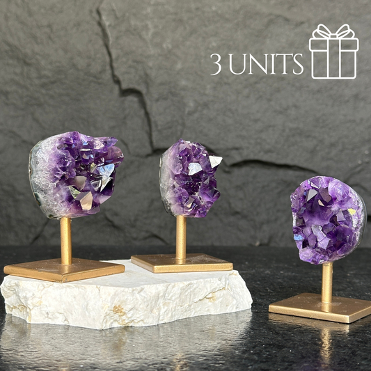 Uruguayan Amethyst Crystal Stand Set – 3 or 6 Pieces, 4 Inches